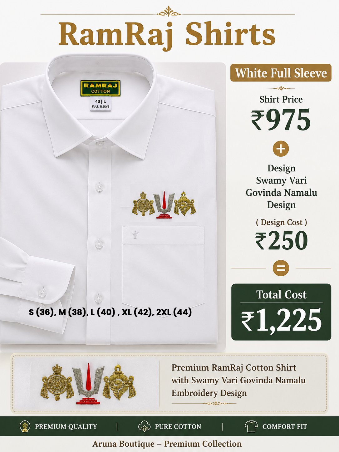 White Full Sleeve RamRaj Shirt