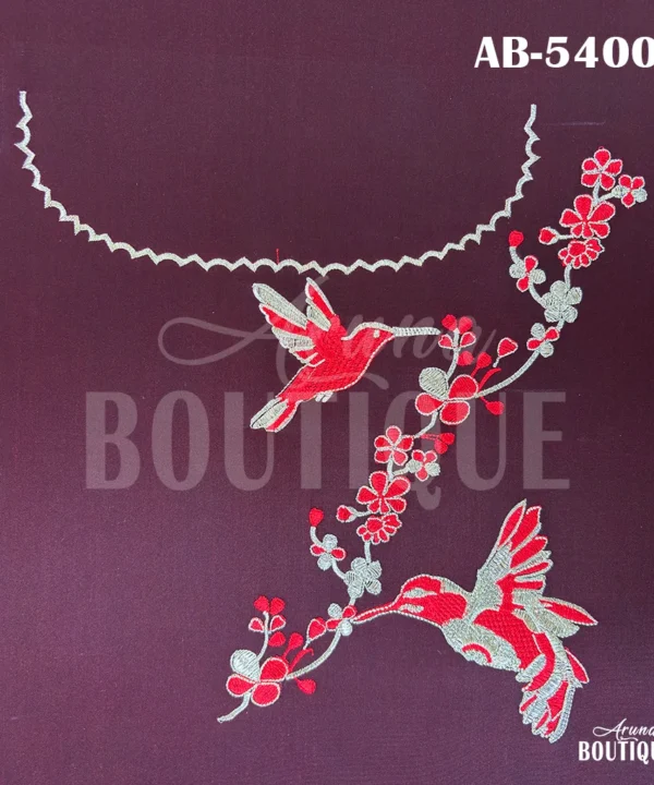 bird floral embroidery blouse back neck design