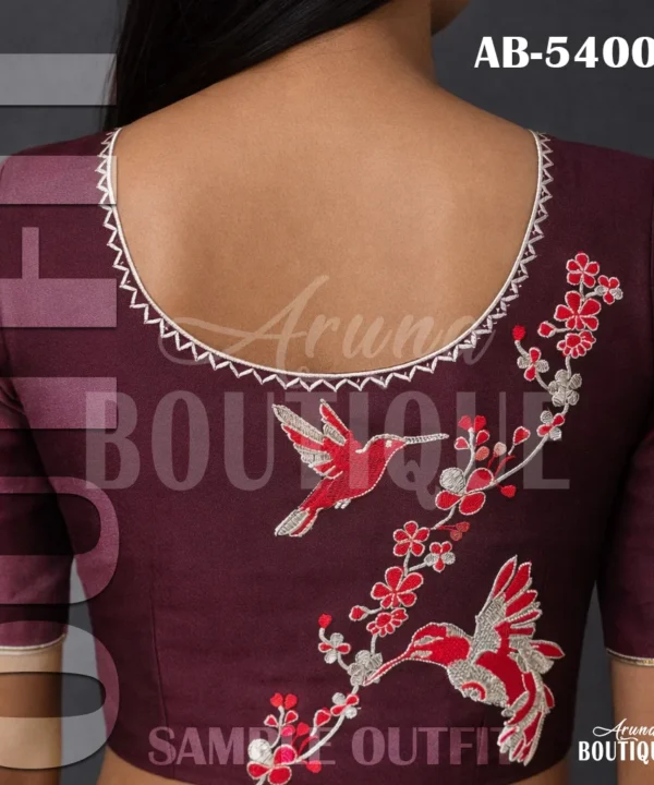 red bird embroidery blouse design ab5400