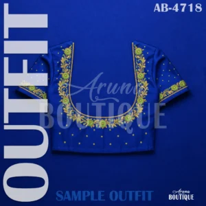 green floral embroidery blouse design