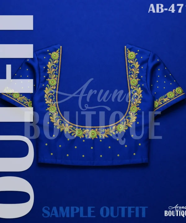 green floral embroidery blouse design