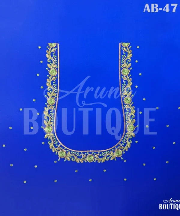 u neck embroidery blouse design ab4718