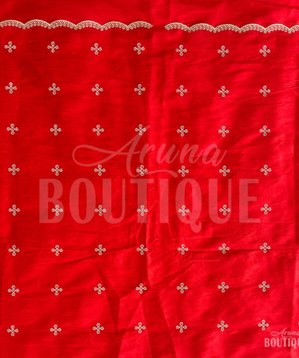 Red Fabric with All Over Butti Work