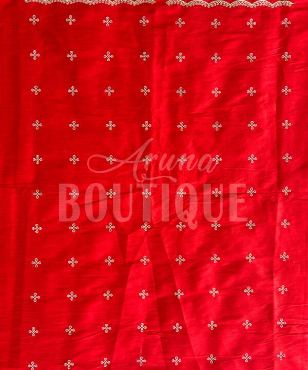 Red Fabric with All Over Butti Work