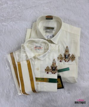 Tirumala Balaji embroidery shirt with premium Zari work