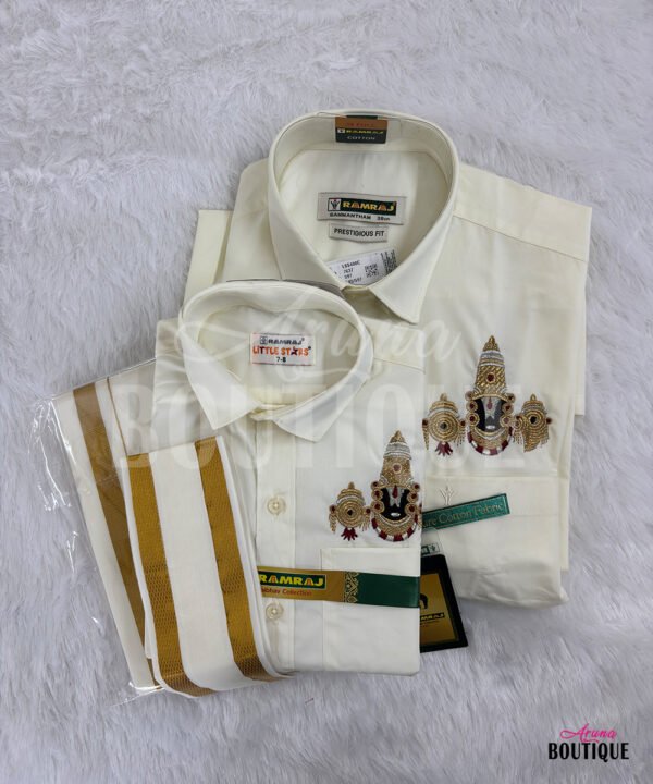 Tirumala Balaji embroidery shirt with premium Zari work