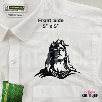 Lord Shiva (Adiyogi) Embroidery Design on Premium Ramraj Shirt