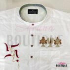 Swasthik & Govinda Namalu Embroidery - Uathayam Chinese Collar White Shirt